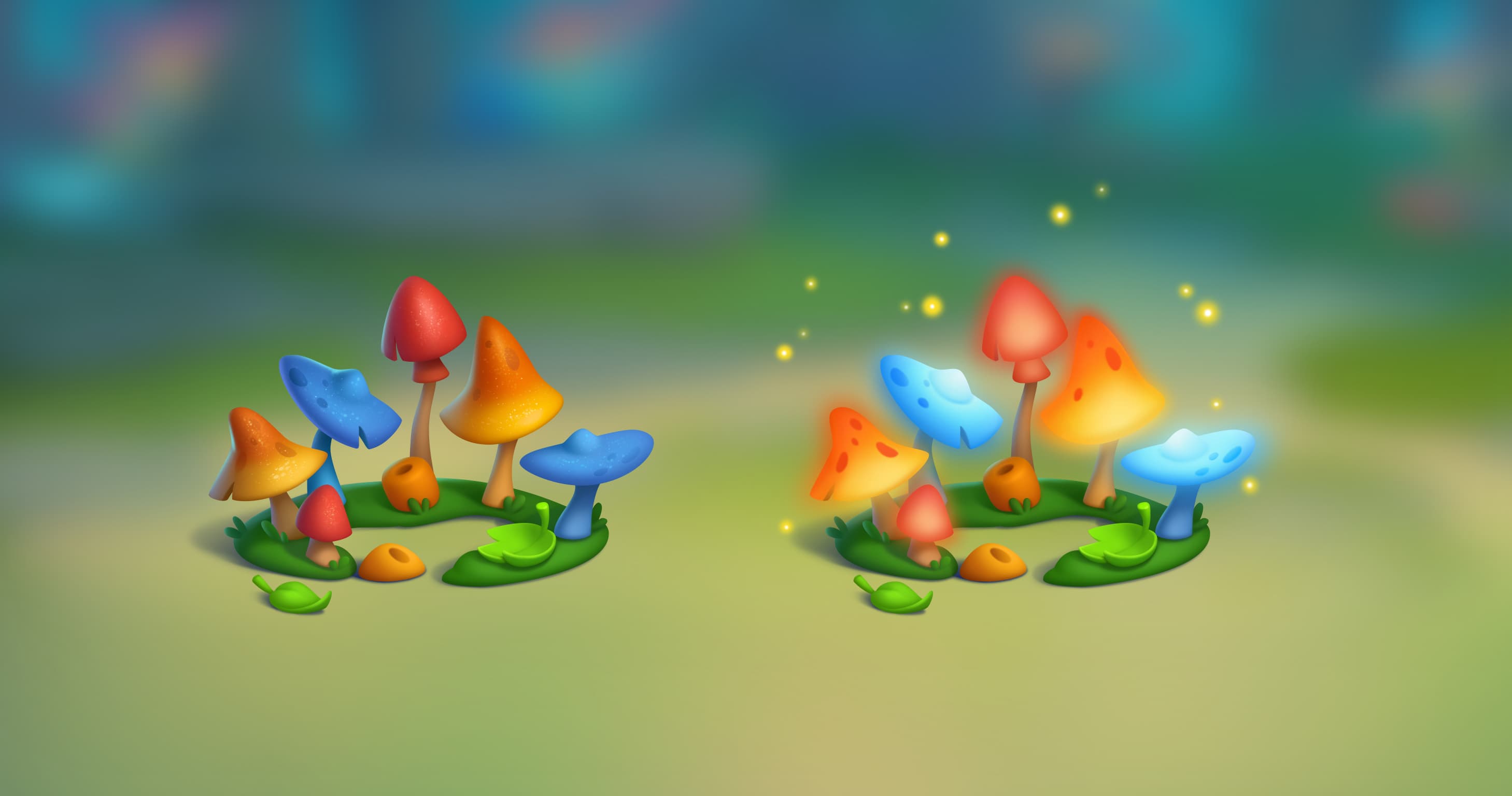 A glowing magical circle decor piece, final render.