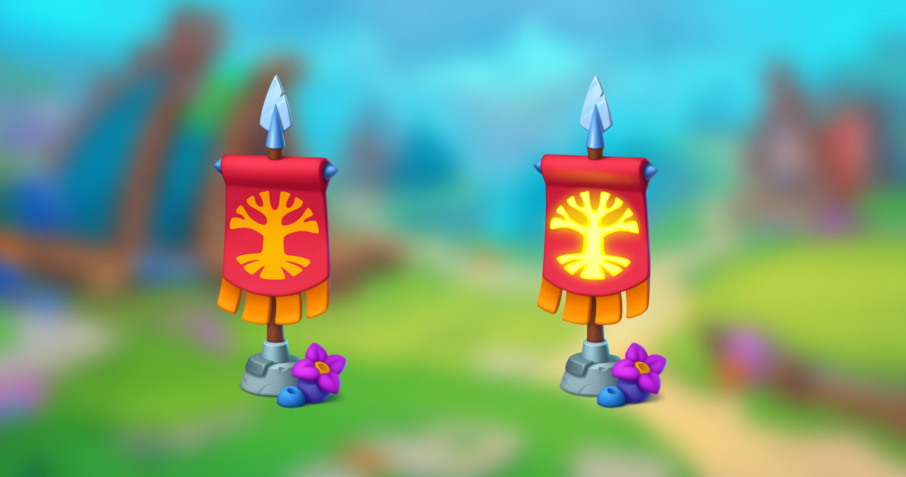 A Yggdrasil-themed flag decor, final render.