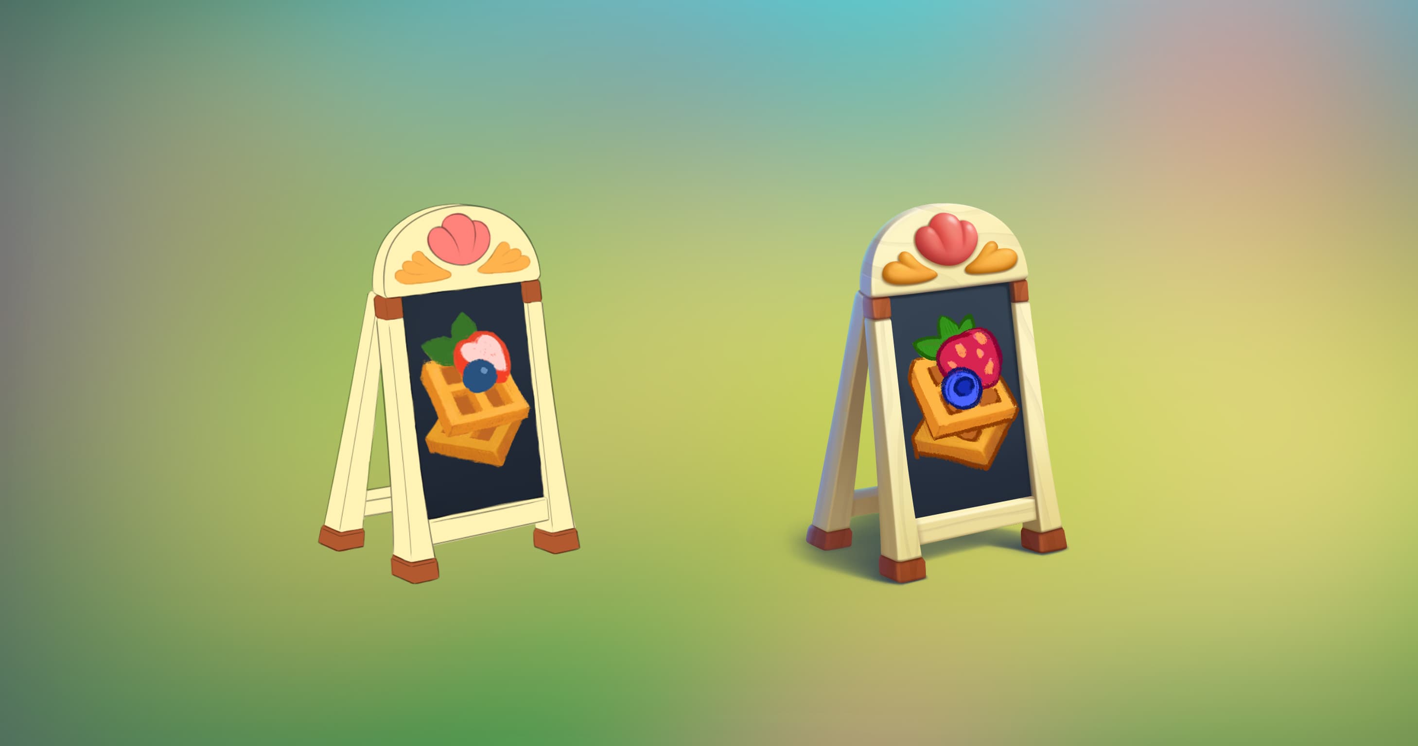 A street-food menu board prop, concept and final render.